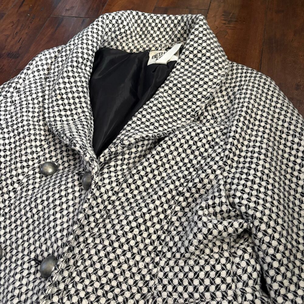 Bethany Mota Coat Womens XL White Herringbone Skirted Collared Career Formal - Picture 2 of 6